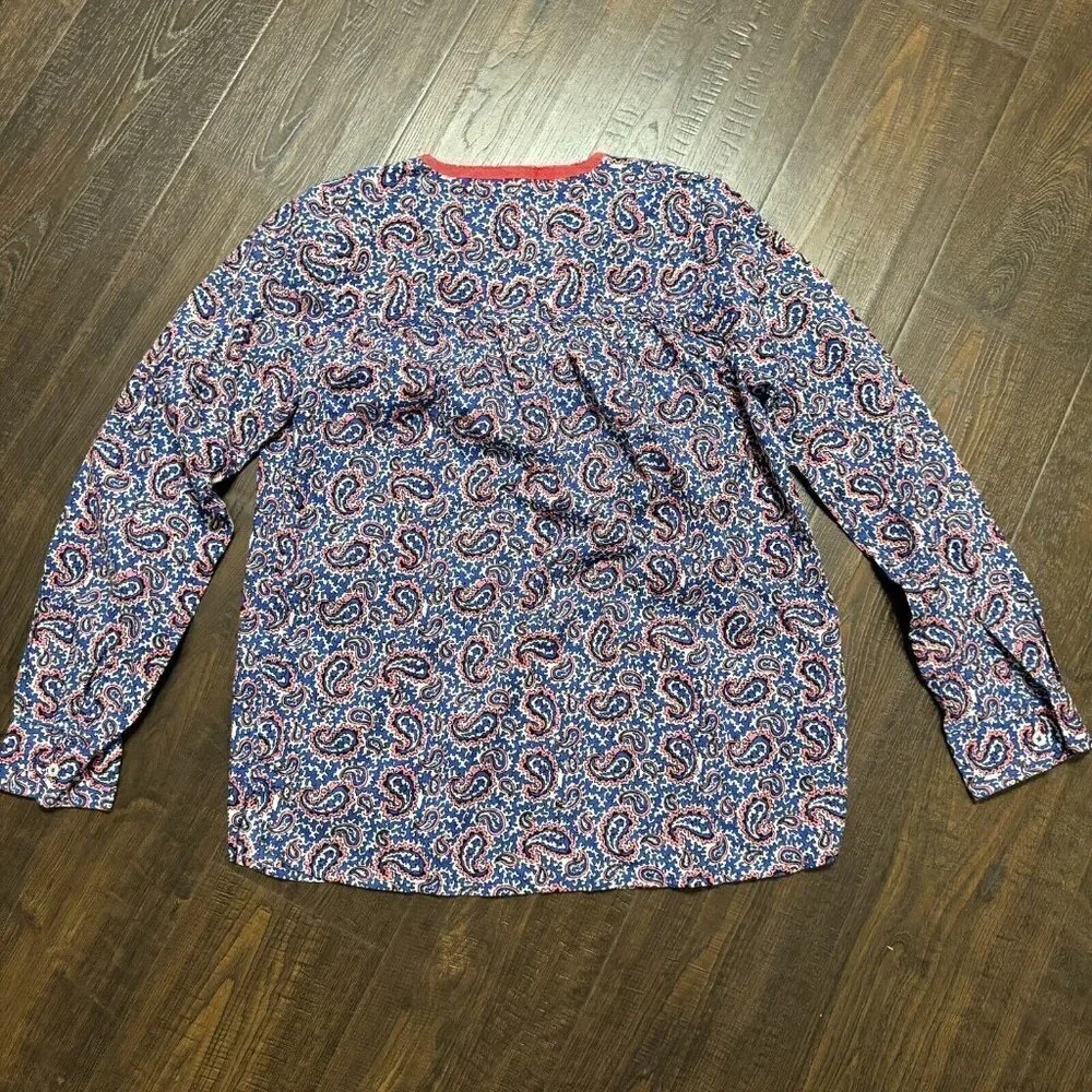J. Crew Women's Paisley Print Long Sleeve Blouse Peasant Cotton Multicolored XXS